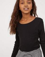 20Y3-045 H&M Ribbed Jersey Top - 9-10 tuổi
