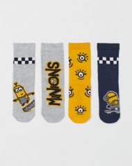 21O1-055 H&M 4-pack Patterned Socks - HÀNG GIẢM GIÁ