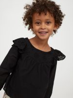 21D1-024 H&M Flounce-trimmed Cotton Blouse - 4-6 tuổi
