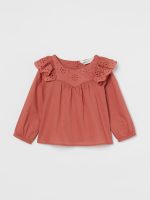 21D1-023 H&M Flounce-trimmed Cotton Blouse - 4-6 tuổi