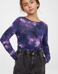 22J1-048 H&M Long-sleeved Jersey Top - 10-12 tuổi