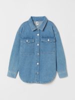 22J2-107 H&M Oversized Cotton Shirt Jacket - Áo Khoác - Áo lạnh - Áo len bé trai