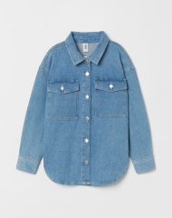 22J2-107 H&M Oversized Cotton Shirt Jacket - 8-10 tuổi