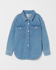 22J2-107 H&M Oversized Cotton Shirt Jacket - 13-14 tuổi