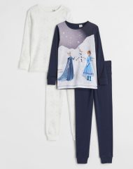 22J2-043 H&M 2-pack Printed Cotton Pajamas - 9-10 tuổi