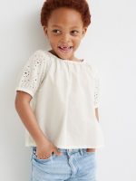 22M1-021 H&M Blouse with Eyelet Embroidery Sleeves - 4-6 tuổi