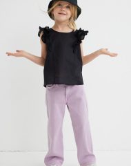 22A1-005 H&M Ruffle-trimmed Cotton Blouse - 6-8 tuổi