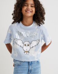 22A2-042 H&M Printed Jersey Crop Top - Áo thun bé gái