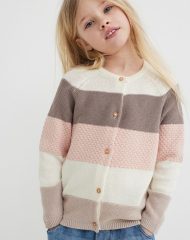 22Y1-023 H&M Textured-knit Cardigan - Áo khoác - Áo lạnh - Áo len bé gái