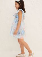 22Y1-047 H&M Flounce-trimmed Poplin Dress - Váy, đầm bé gái