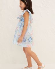 22Y1-047 H&M Flounce-trimmed Poplin Dress - 4 tuổi