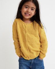 22Y3-006 H&M Textured-knit Cardigan - Áo khoác - Áo lạnh - Áo len bé gái
