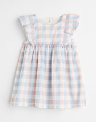 22L1-006 H&M Flounce-trimmed Cotton Dress - Váy, đầm bé gái