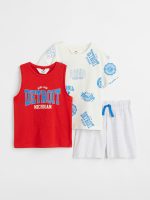 22L1-158 H&M 3-piece Printed Jersey Set - Đồ bộ cho bé trai