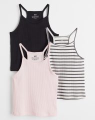 22L1-070 H&M 3-pack Ribbed Tank Tops - 9-10 tuổi