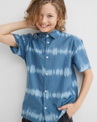 22L2-076 H&M Patterned Cotton Shirt - Áo sơ mi bé trai