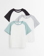 22L3-050 H&M 3-pack block-coloured cotton T-shirts - BÉ TRAI