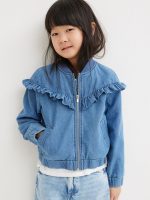 22L3-017 H&M Ruffle-trimmed Bomber Jacket - Áo khoác - Áo lạnh - Áo len bé gái