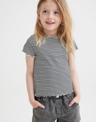 22G3-010 H&M Ribbed Cotton Jersey Top - Áo thun bé gái