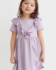 22G3-016 H&M Flounce-trimmed Dress - Váy, đầm bé gái