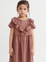 22G3-017 H&M Flounce-trimmed Dress - Váy, đầm bé gái