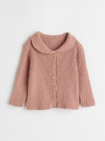 22S1-001 H&M Ribbed cotton cardigan - Áo khoác - Áo lạnh - Áo len bé gái