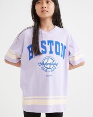 22S1-069 H&M Oversized Cotton T-shirt - Áo thun bé gái