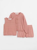 22S2-006 H&M 3-piece Fine-knit Cotton Set - Đồ bộ cho bé gái