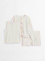 22S2-005 H&M 3-piece Fine-knit Cotton Set - Đồ bộ cho bé gái