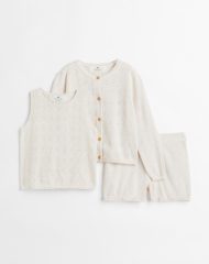 22S2-005 H&M 3-piece Fine-knit Cotton Set - 9-10 tuổi