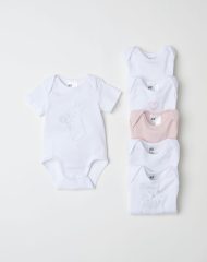 18Y2-079 H&M 6-pack short-sleeved bodysuits - Đồ bộ cho bé gái