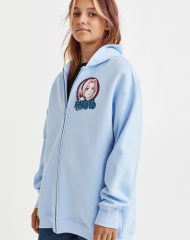 23M1-005 H&M Oversized Printed Hooded Jacket - Áo khoác - Áo lạnh - Áo len bé gái