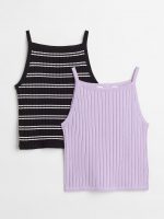 23M1-007 H&M 2-pack Rib-knit Tops - 12-14 tuổi