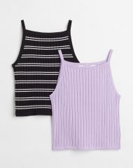 23M1-007 H&M 2-pack Rib-knit Tops - Từ 14 tuổi trở lên