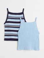 23M1-008 H&M 2-pack Rib-knit Tops - Từ 14 tuổi trở lên