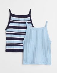 23M1-008 H&M 2-pack Rib-knit Tops - 12-14 tuổi