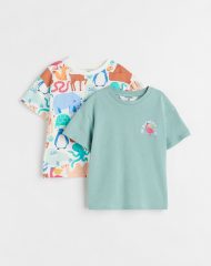 23M1-015 H&M 2-pack Cotton T-shirts - Áo thun bé trai