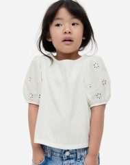 23A1-003 H&M Puff-sleeved Top - Áo thun bé gái