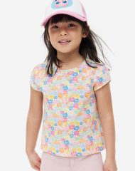 23A1-009 H&M Puff-sleeved Jersey Top - 6-8 tuổi