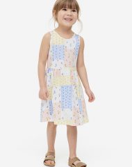 23A1-022 H&M Patterned Cotton Dress - 6-8 tuổi