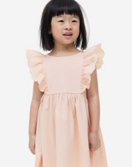 23A1-028 H&M Flounce-trimmed Jersey Dress - Váy, đầm bé gái