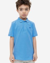 23A1-042 H&M Cotton Pique Polo Shirt - BÉ TRAI