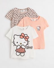 23A2-010 H&M 3-pack Printed Jersey Tops - 2-4 tuổi