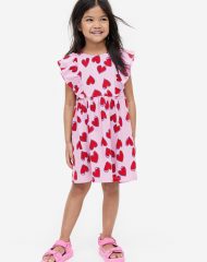 23Y1-004 H&M Flounce-trimmed Jersey Dress - 6-8 tuổi