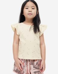 23Y2-002 H&M Flutter-sleeved Jersey Top - 6-8 tuổi