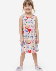 23Y2-020 H&M Patterned Cotton Dress - 2-4 tuổi