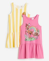 23Y2-024 H&M 2-pack Printed Cotton Dresses - 7 tuổi