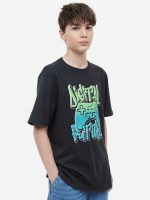 23Y2-128 H&M Printed cotton T-shirt - Áo thun bé trai