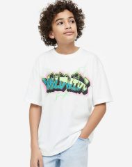 23Y2-133 H&M Printed Jersey T-shirt - 12-14 tuổi