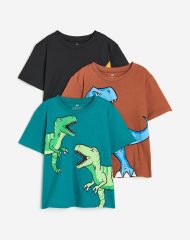 23Y2-085 H&M 3-pack Printed T-shirts - 2-4 tuổi